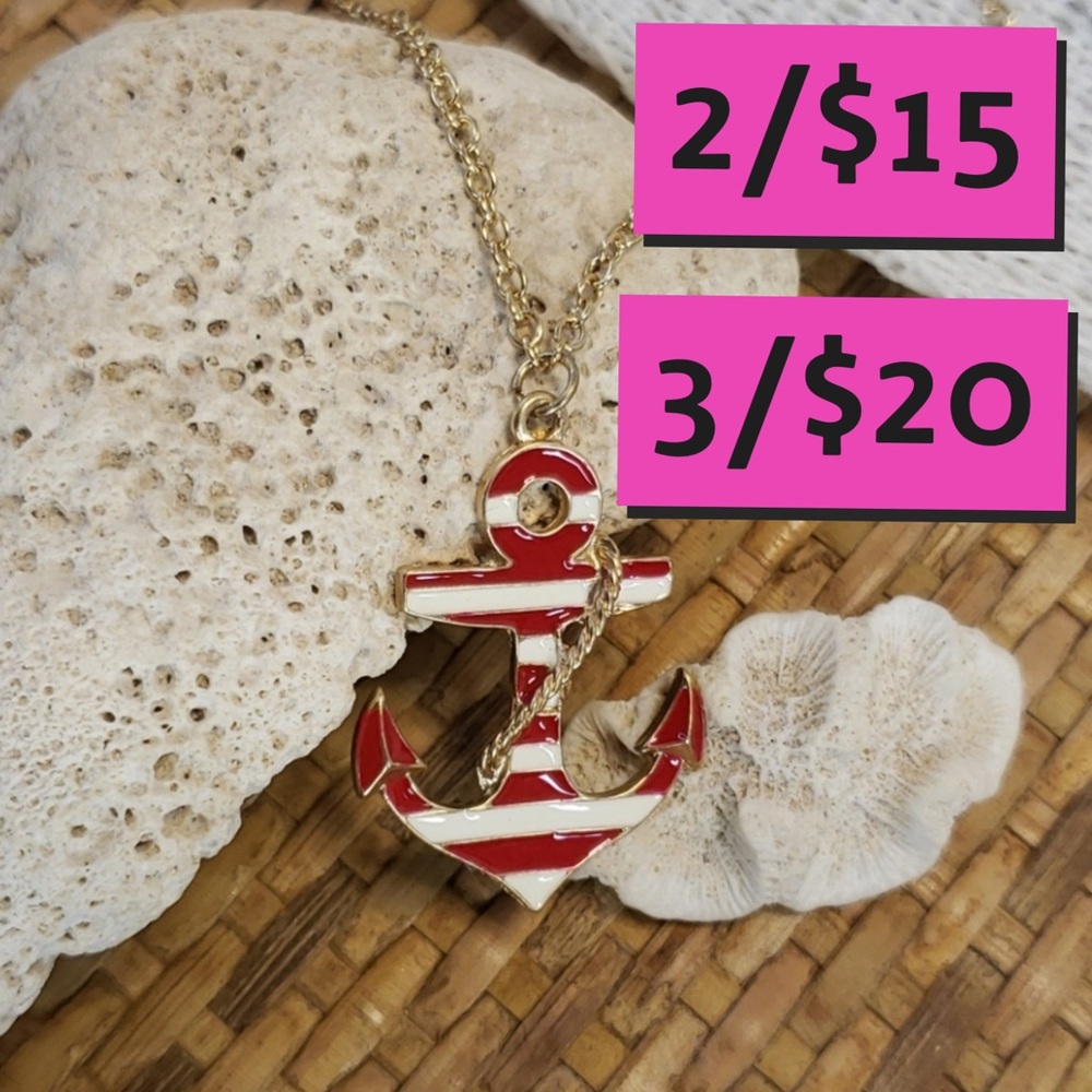 2/$15 NWT fashion coloured anchor ⚓ necklace